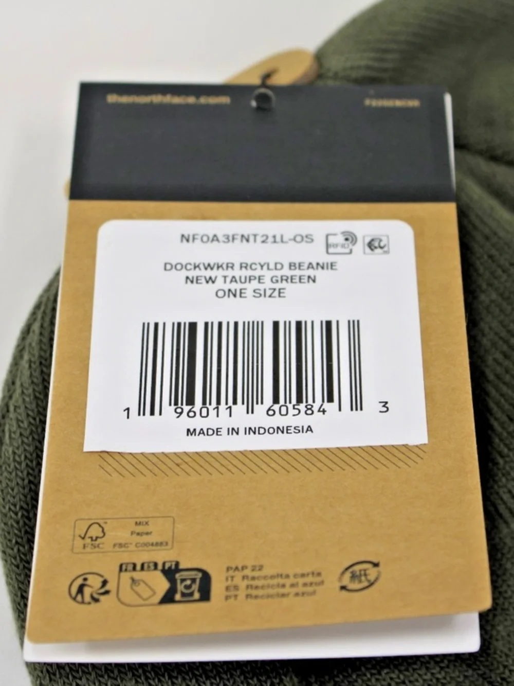 The North Face Olive Green Fold-Over Logo Beanie